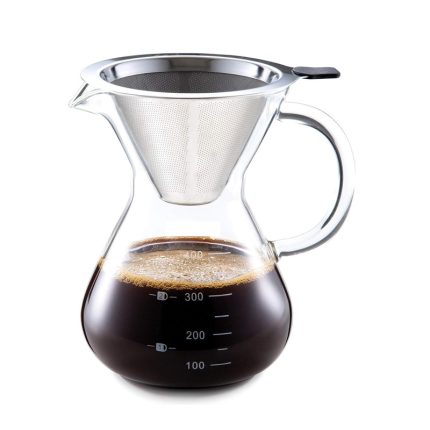 400ml 600ml 800ml Pour Over Coffee Maker,High Heat Borosilicate Glass with Reusable Stainless Steel Filter, Drip Coffee Brewer Dripper Set Carafe